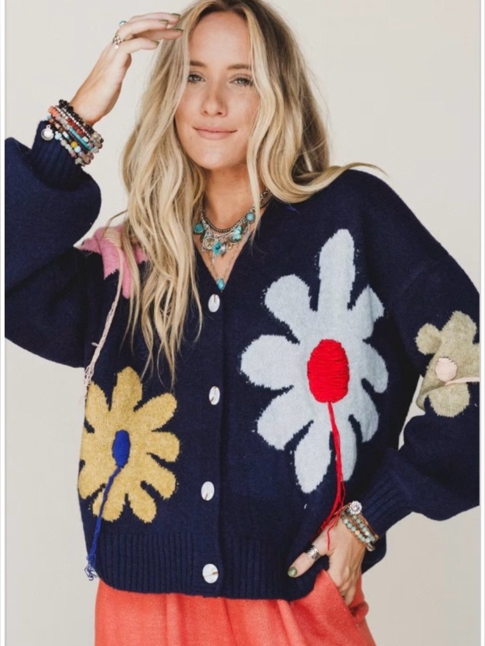 NWT Good Mood Cardigan from Three Birds Nest 
Navy Floral Knit Cardigan Sweater